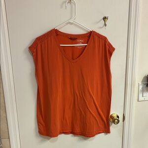 L.L. Bean Women's Rust V-Neck Top in Sz  L Reg